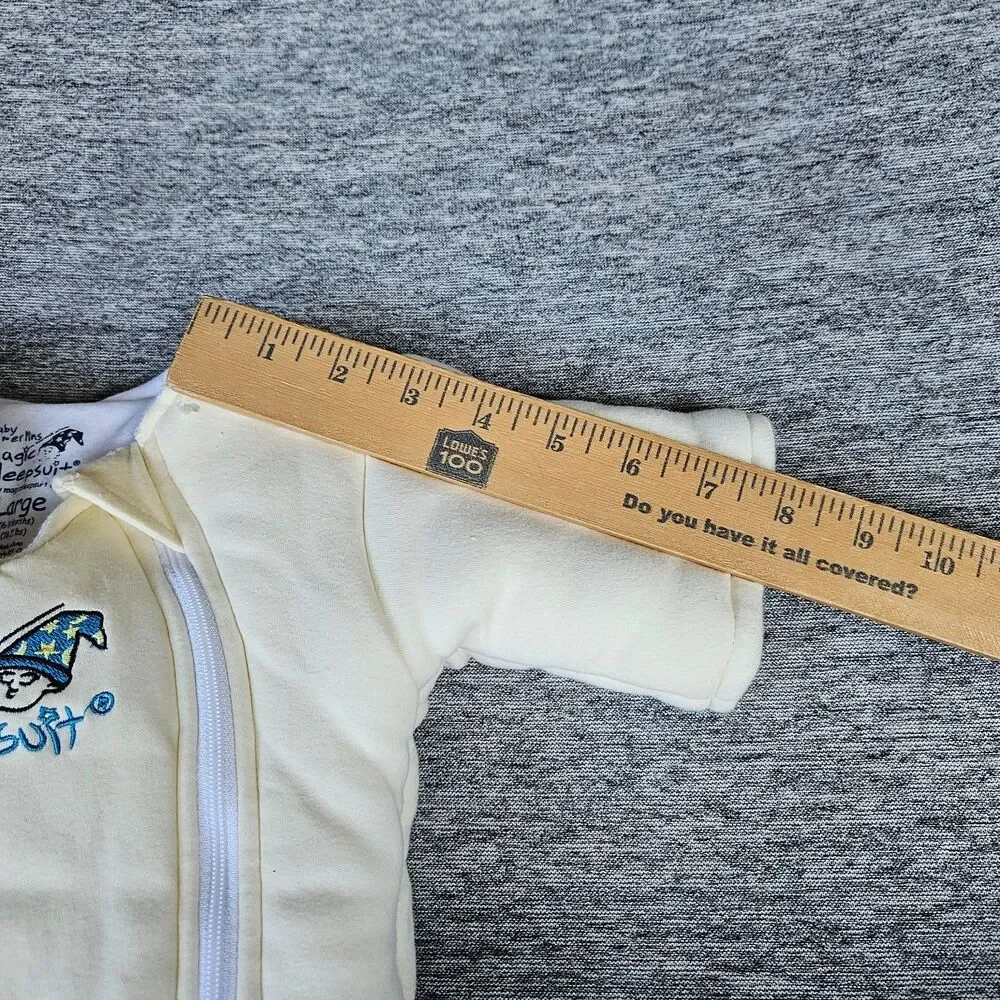 Baby Merlins Magic Sleepsuit Large 6-9 mos Yellow Unisex Cotton Swaddle Secure